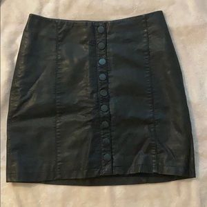 Free people button up leather mini skirt